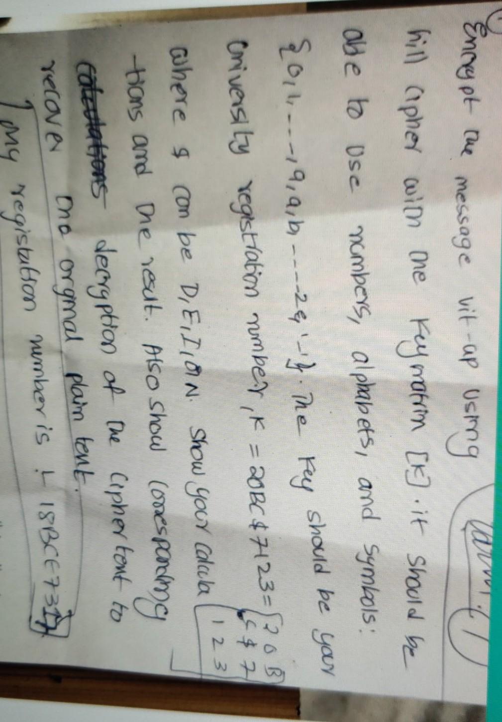 please solve this fastly Message Carm Encrypt the vit-up using D