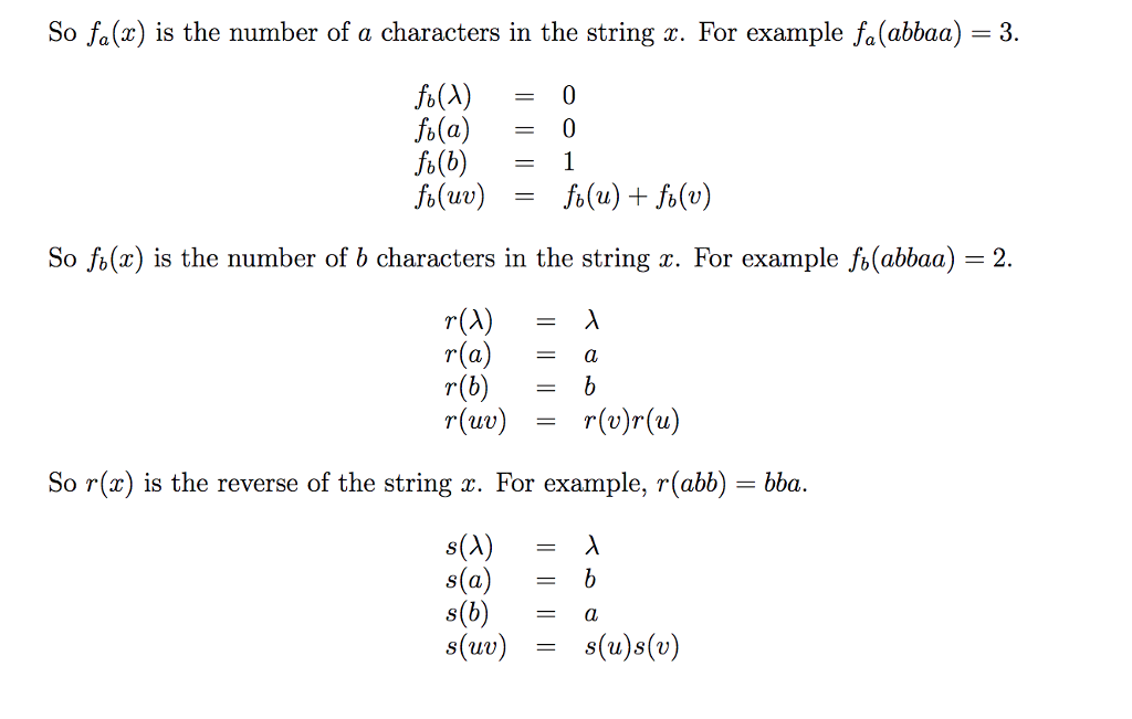 of strings S over these two characters recursively as follows: s in