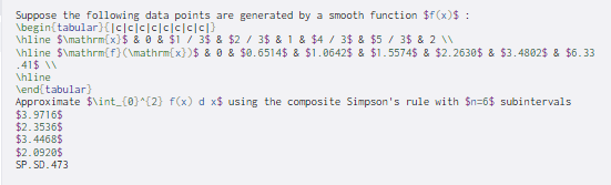 Suppose the following data points are generated by a smooth function