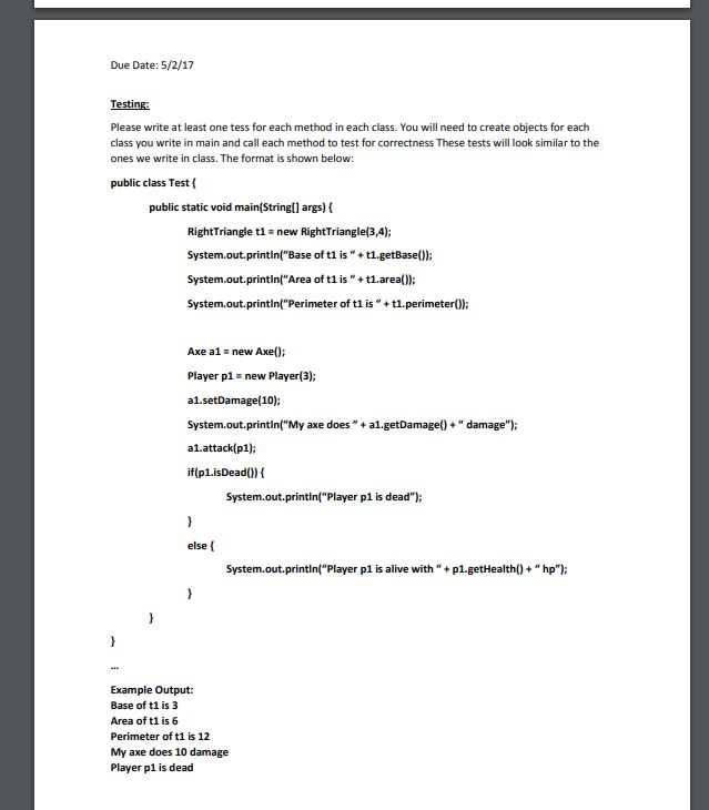 give you as much information as you'd need to write each method.