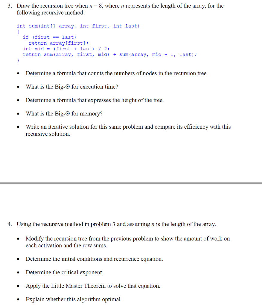  Draw the recursion tree when n = 8, where n represents
