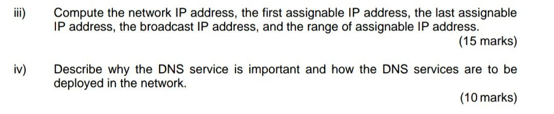 last assignable IP address, the broadcast IP address, and the range of