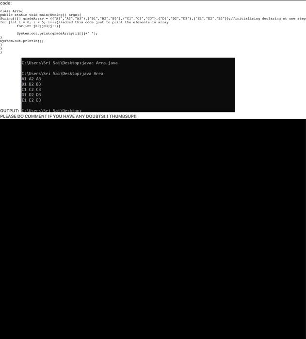 array. (This is a continuation of the most recent question.) For the