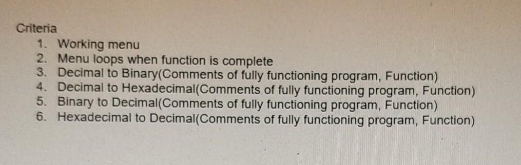 in library functions: Decimal to Binary Decimal to Hexadecimal Binary to Decimal
