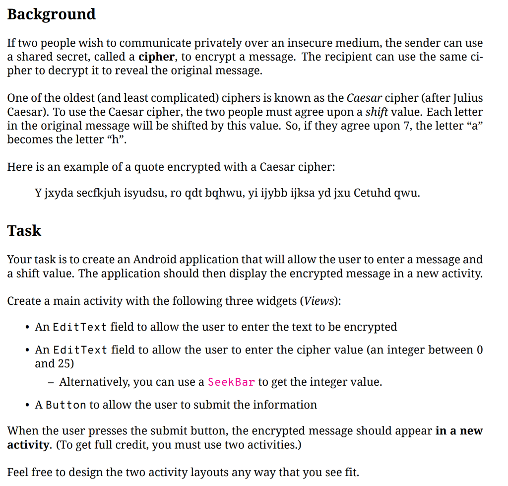 Please help me write this Android Studio application using Java. Please post