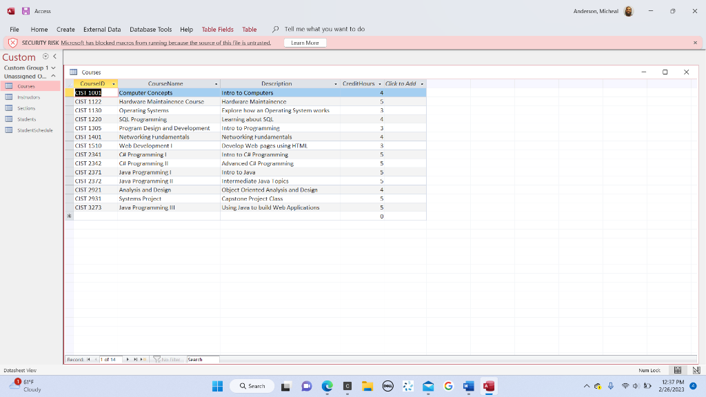 that are intro courses. CISI' 1001, CISI 1305 or CISI 1130 and