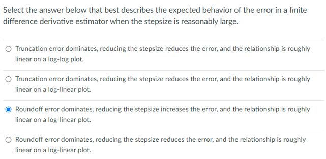  Select the answer below that best describes the expected behavior of