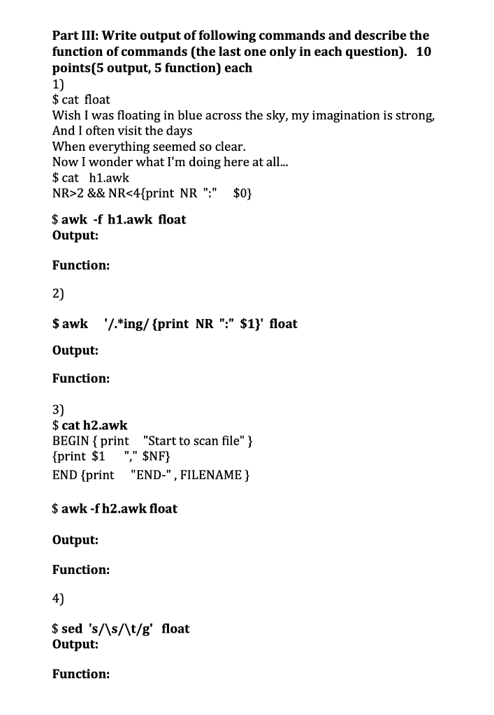 ONLY NEED 4 and 6 Function(last command) and output in a copyable