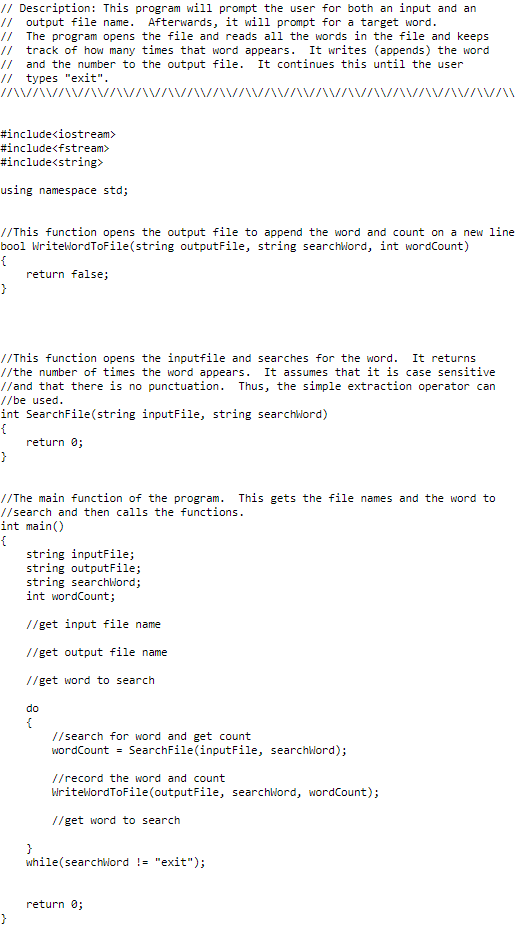 Please complete the given program to compile correctly using c++ Description: This