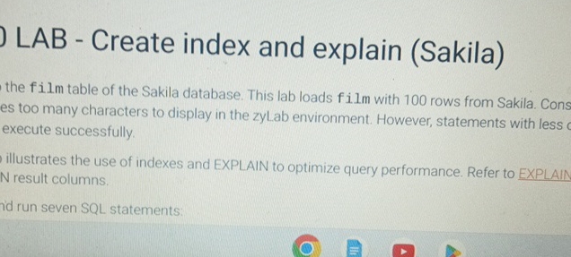  LAB - Create index and explain (Sakila) the film table of