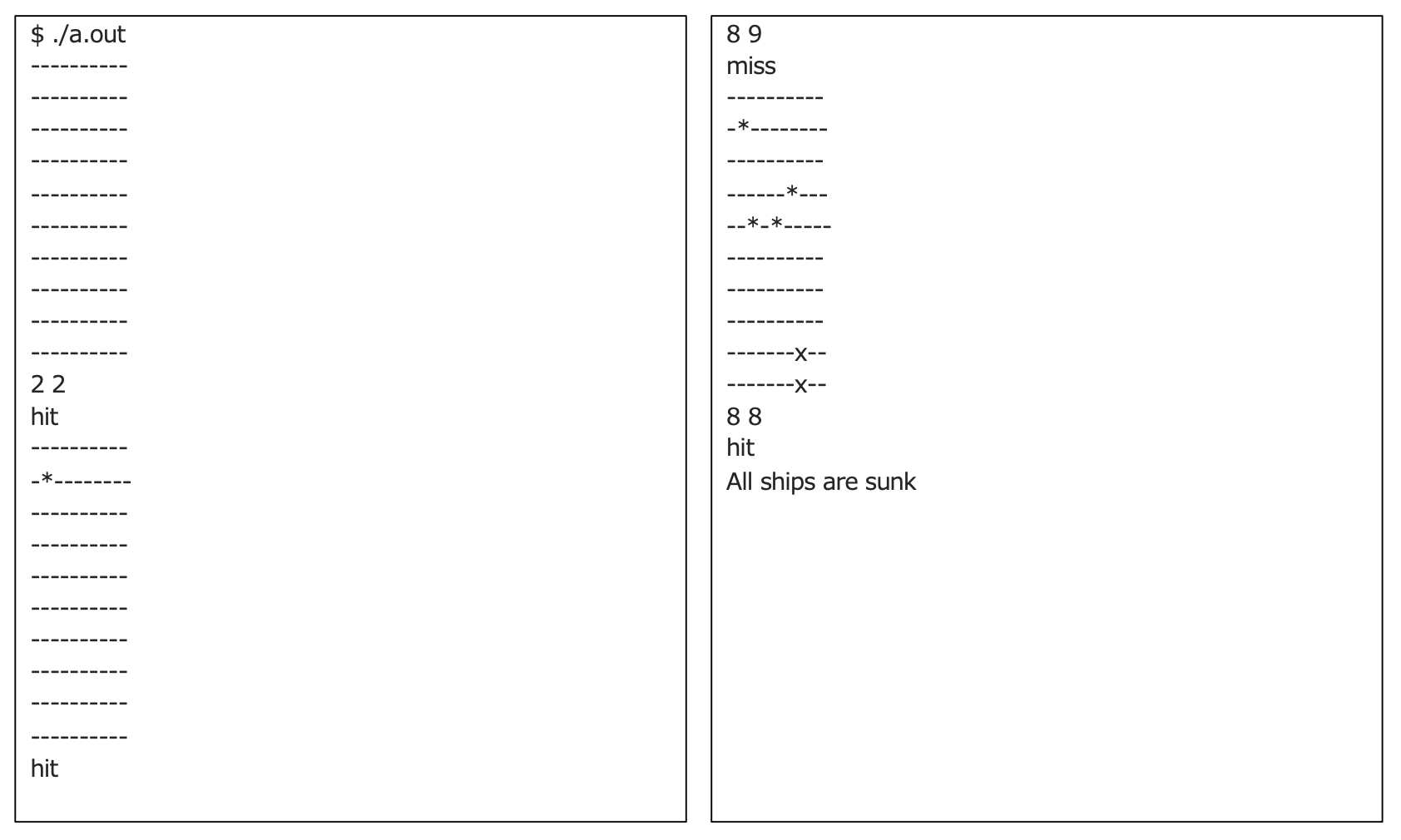 (C) Make a program which provide the simple Battleship game. Extend step