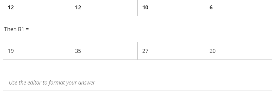 matrix of size 7x4 elements of type integer B1: a one dimensional