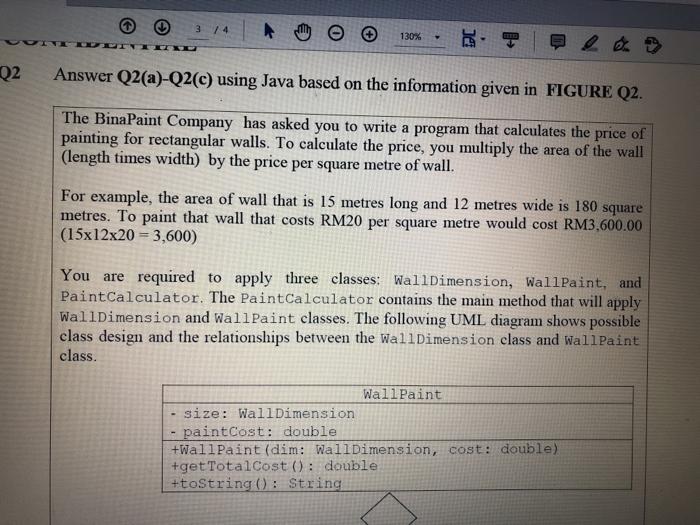  Write a class named WallDimension that has two fields: one for