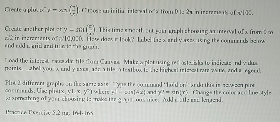 MATLAB CODE interest rates Create a plot of y = sin(). Choose