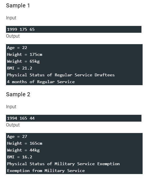  #include int ageCal(int years); float BMIcal(int height, int weight); void PS(int