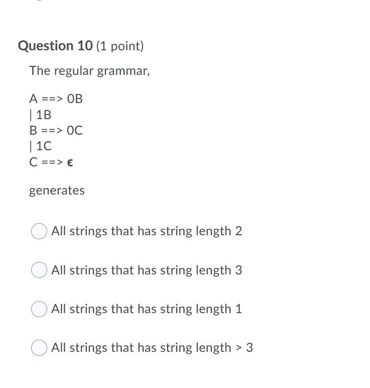 | 1 A TE generates 0*1* 0 (0+1)* 00+ 1 Question 10