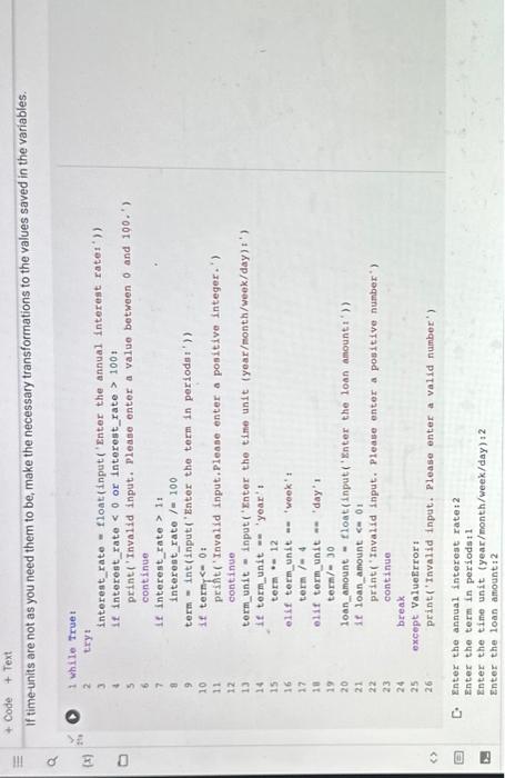 a user). - interestrate - term (number of periods) - loar amount