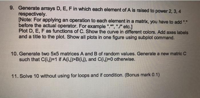 write in MATLAB write in matlab A is array 9x9 with random
