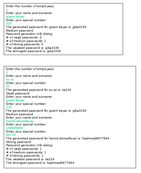  Write a Java program that generates a password for each employee