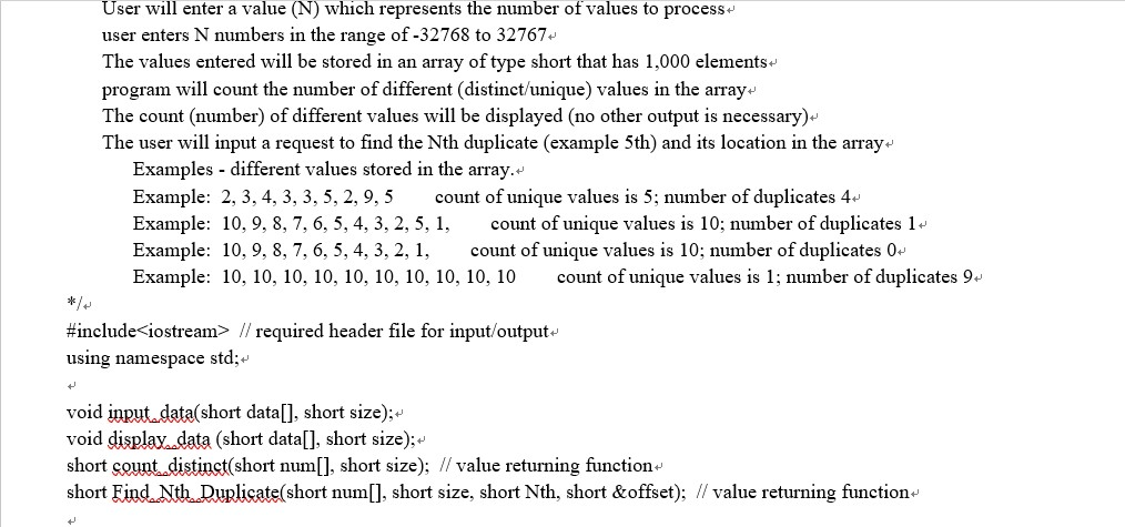  do not use global variables. User will enter a value (N)