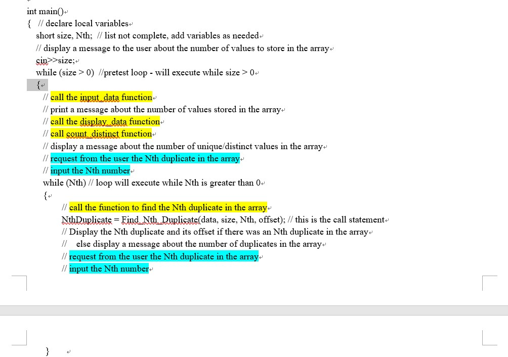 which represents the number of values to process- user enters N numbers