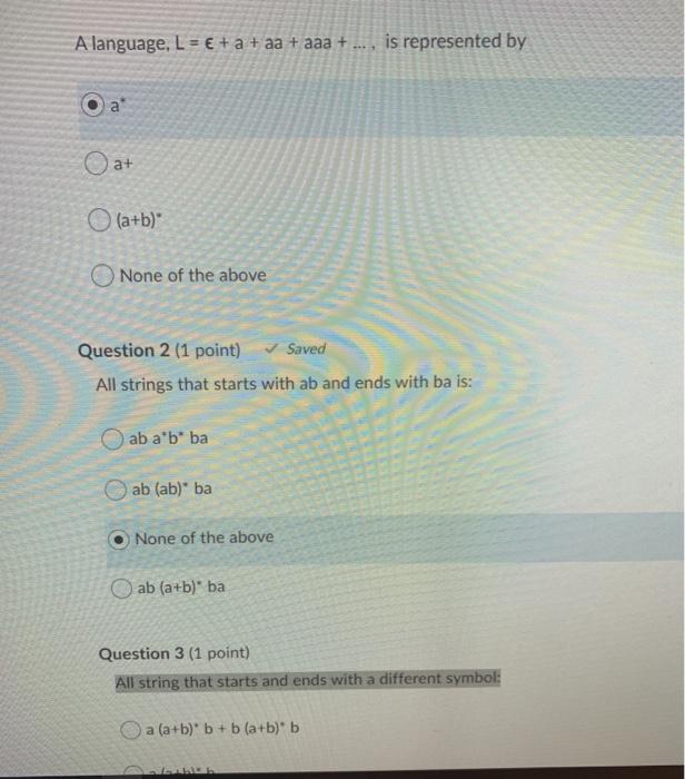  A language, L= E + a + aa + aaa +
