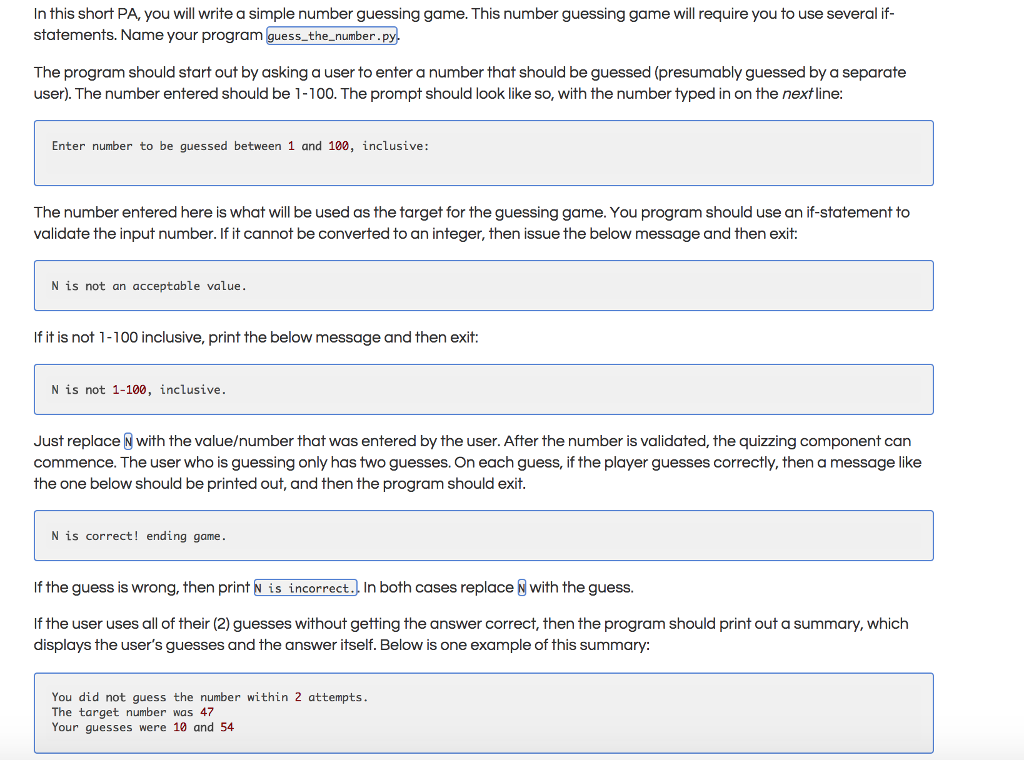 Simple Python Guess Number Program: In this short PA, you will write