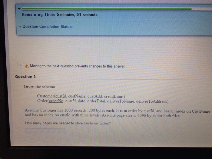 Question 1 Acost-based optimizer stores all ofthe following statistics for a table