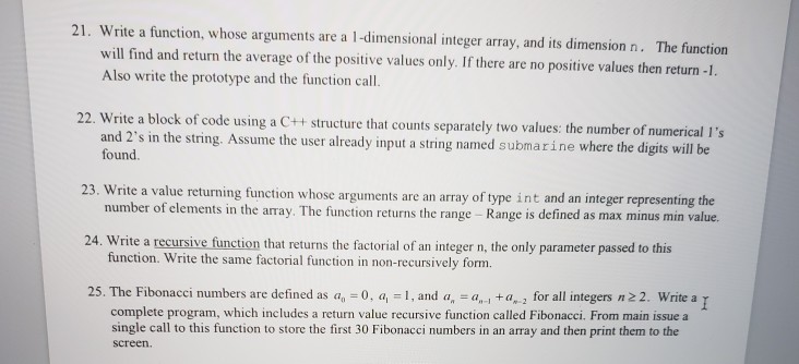  in c++ 21. Write a function, whose arguments are a 1-dimensional