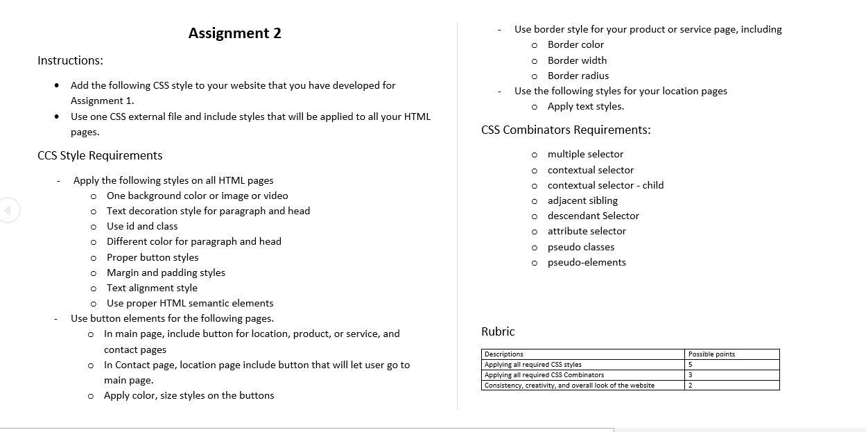  Assignment 2 Instructions: Use border style for your product or service
