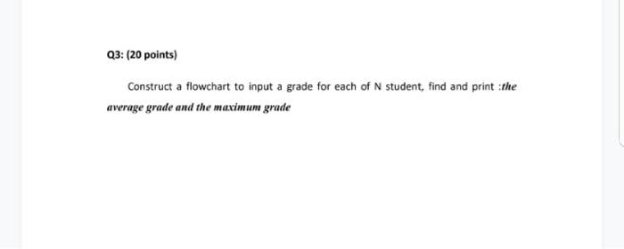  in c Q3: (20 points) Construct a flowchart to input a
