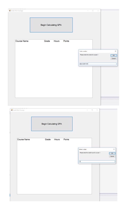 set of courses they are taking, and which will calculate their semester