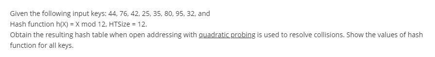 use java (netbeans or intelij) Given the following input keys: 44, 76,
