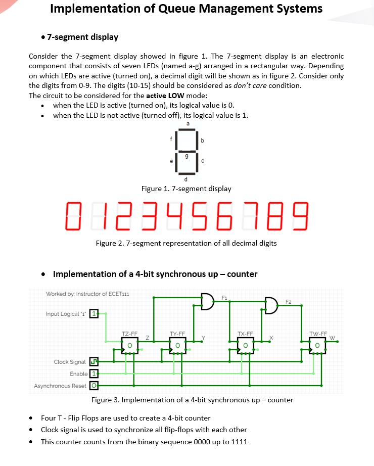 Implementation of Queue Management Systems 7-segment display Consider the 7-segment display