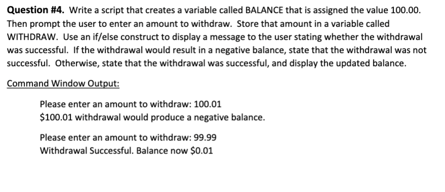 How do I solve this in MATLAB? Question \#4. Write a script