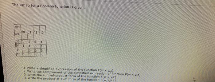 Help me please The Kmap for a Boolena function is given. y2
