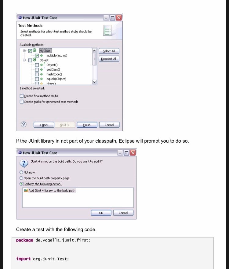 hashCode) G object Deselect A F getClass() equals(Object) 1 method selected. Create