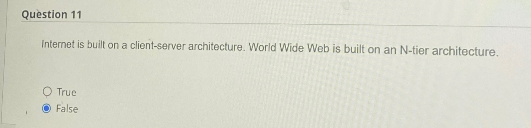  Question 11 Internet is built on a client-server architecture. World Wide