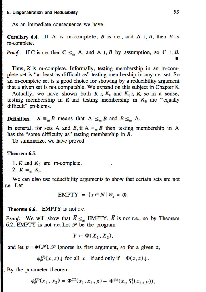 Show by diagonalization that A is not recursive. 4. Show how the