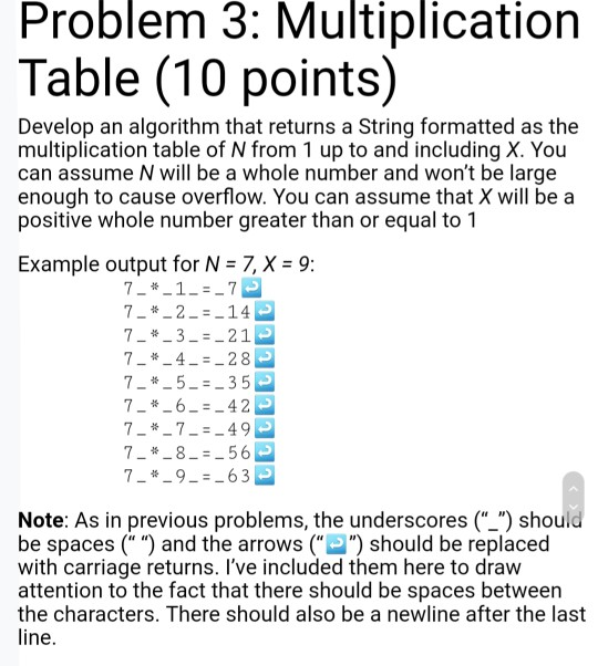  use java programming language. Problem 3: Multiplication Table (10 points) Develop