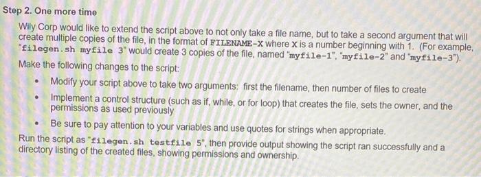 Linux tep 2. One more time Wily Corp would like to extend