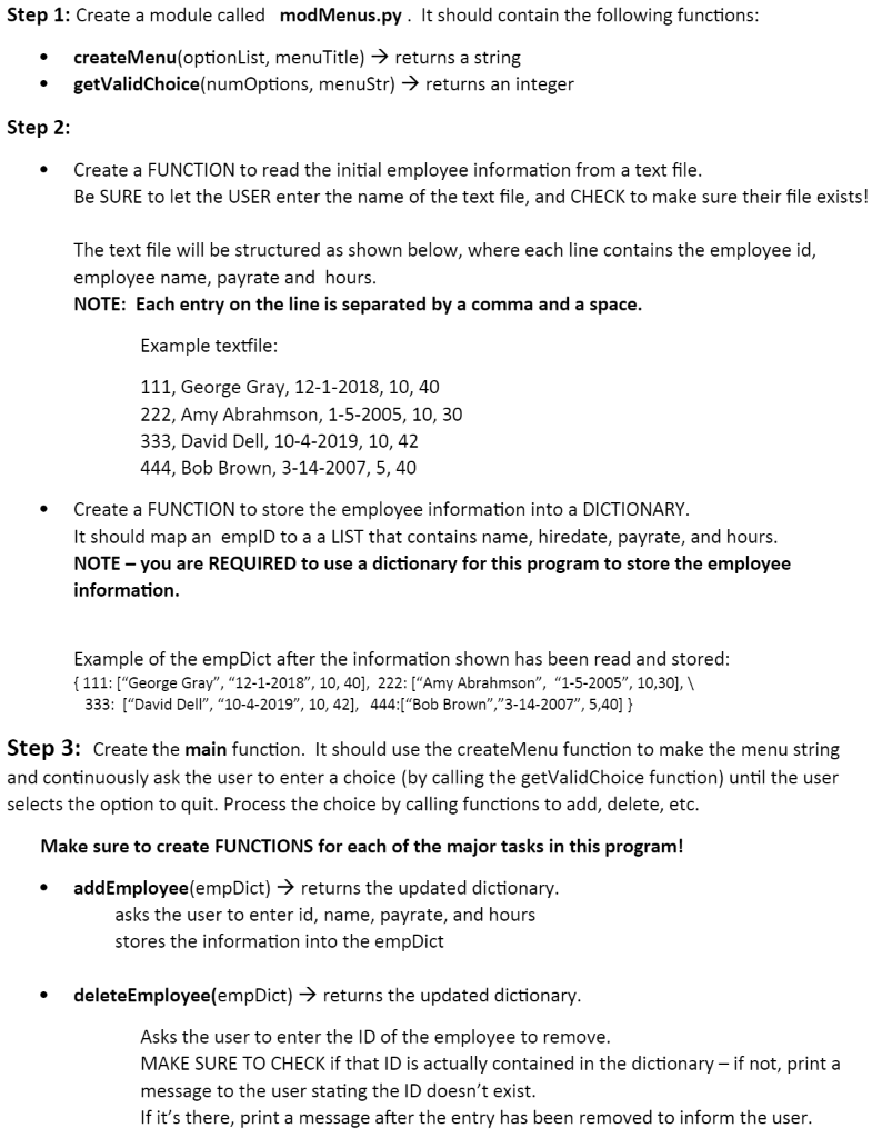  Step 1: Create a module called mod Menus.py . It should