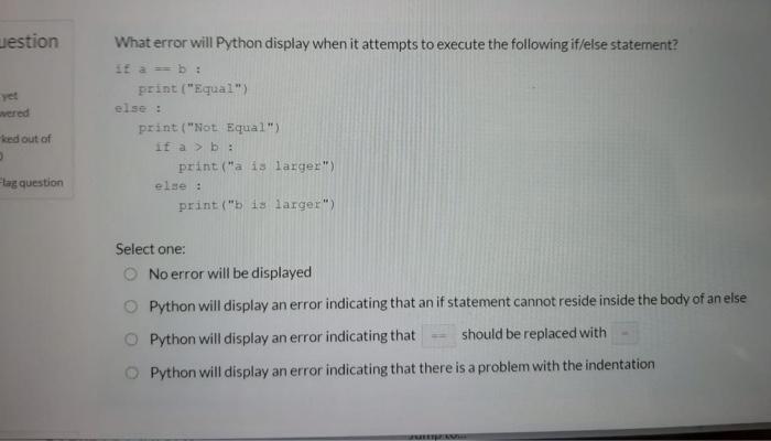 error indicating that an if statement cannot reside inside the body of