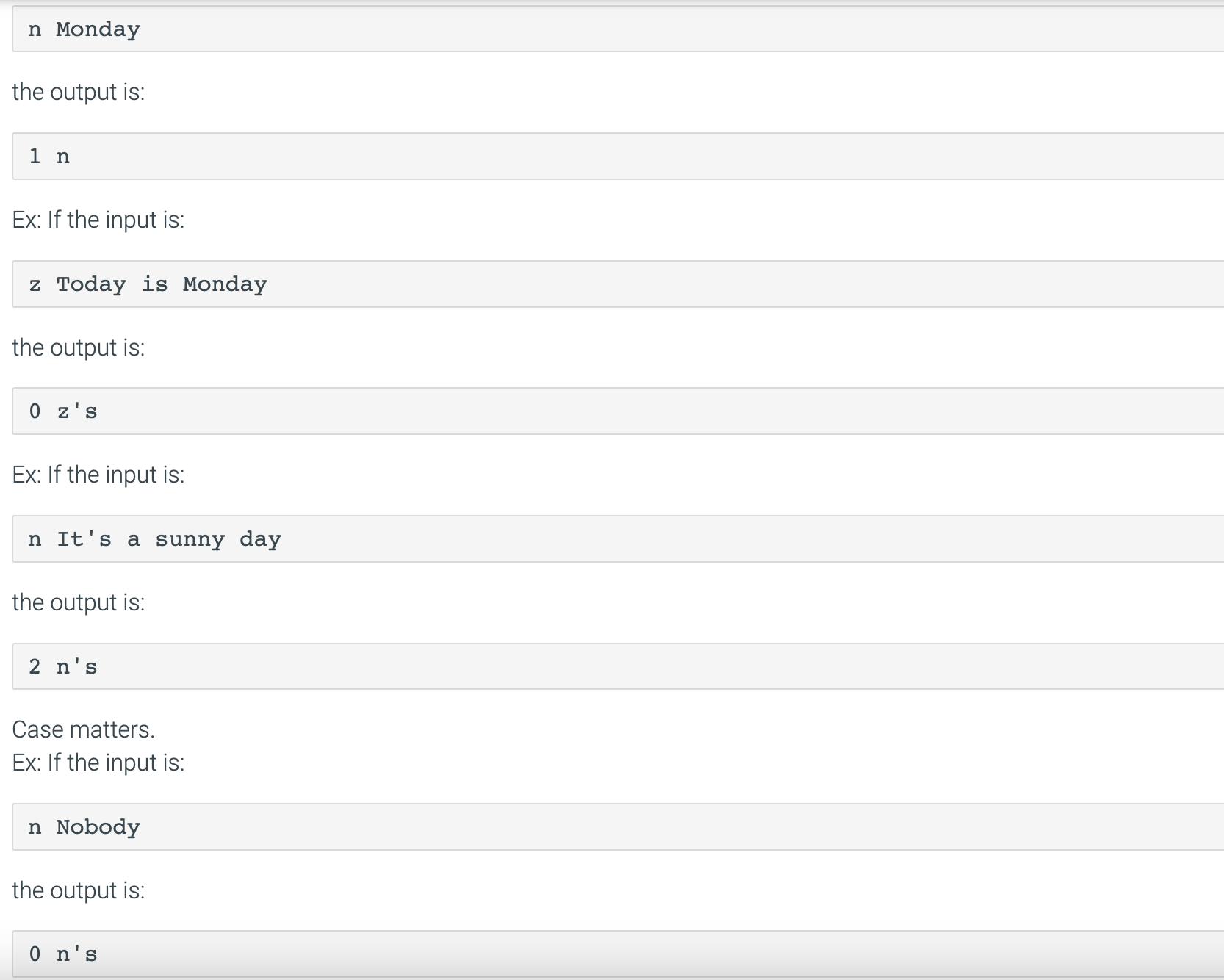  In C++ Code ---the output is: 1n Ex: If the input