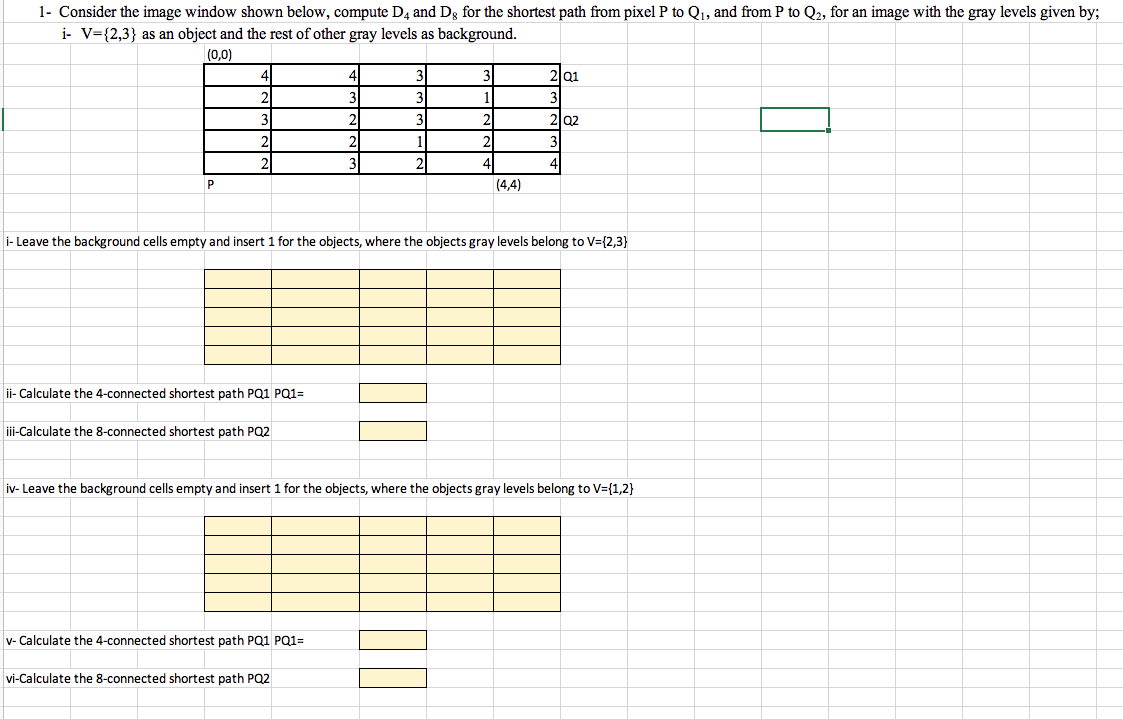  1- Consider the image window shown below, compute DA and Dg