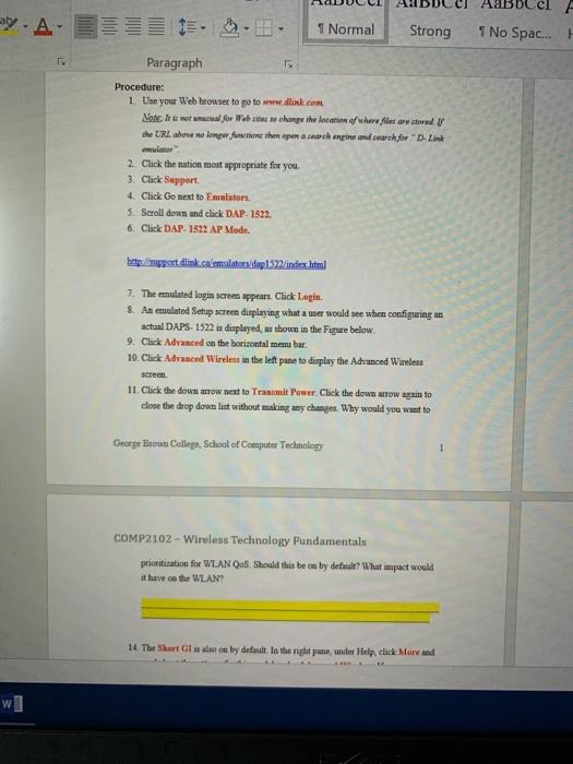  - A 1 Normal Strong * No Spac... Paragraph Procedure: 1