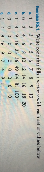  Write code that fills a vector v with each set of