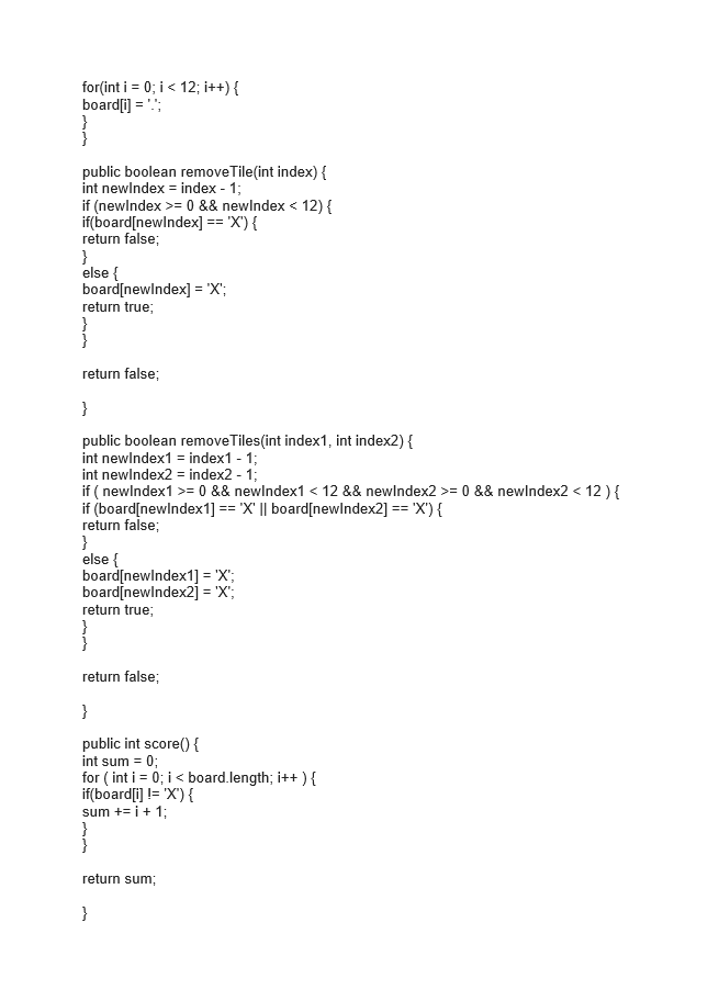 through 12. The player rolls a pair of dice and marks tiles