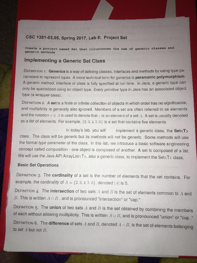  Help with programming assignment? //Starter Code package set; import java.util.ArrayList; /**