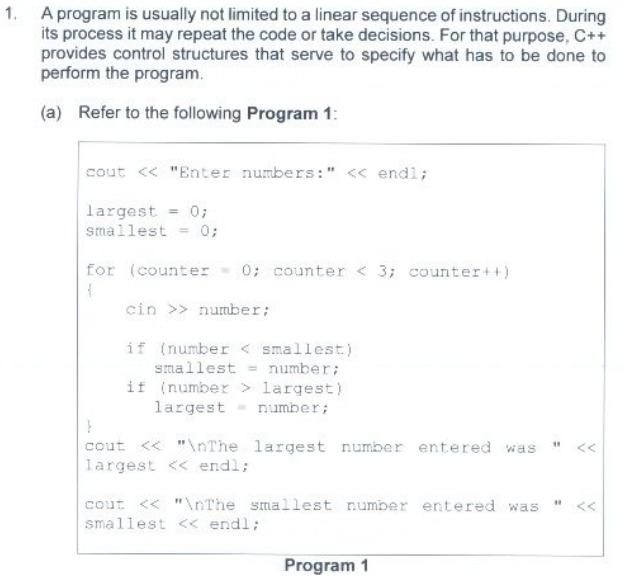  c++ 1. A program is usually not limited to a linear